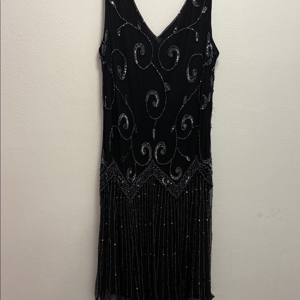 J Kara Black and Silver Beaded Midi Dress - Picture 3 of 6